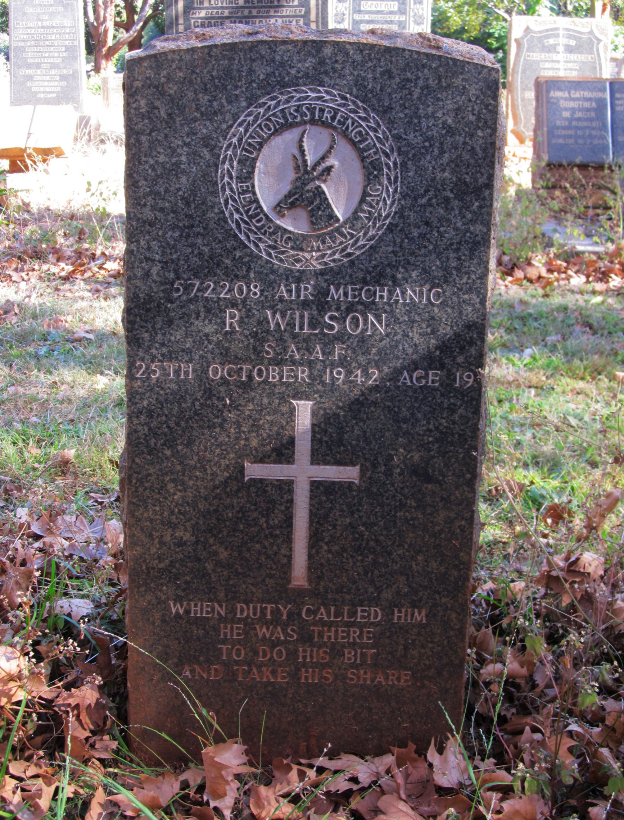 Photo from /search/photos/South Africa/Gauteng/JOHANNESBURG (WEST PARK) CEMETERY/New from Derek/west_park_reshoots_and_new/wilson_r_westpark.jpg